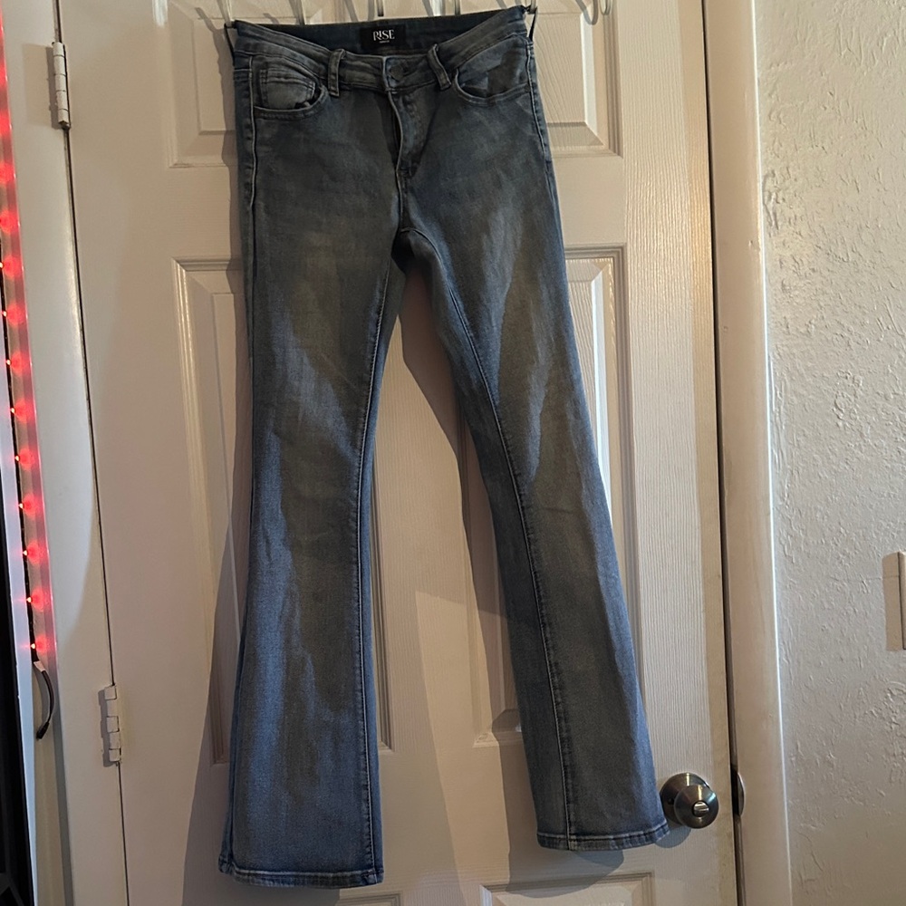 Light wash RISE Supply Co. flare jeans